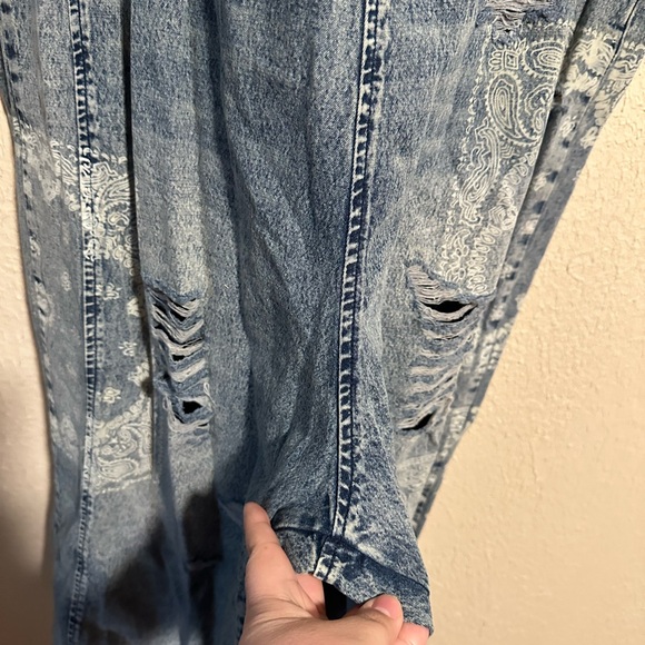 Easel Overalls Wide Leg Bandana Print Size Medium Artsy Boho Oversized - Picture 7 of 9